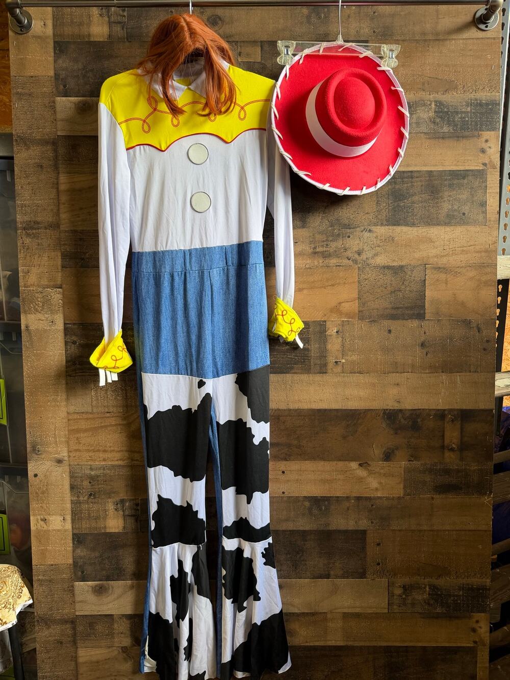 Disney Pixar Toy Story -Jessie- Adult Costume-Small 4-6-Jumpsuit/Red Hat/Wig Set
